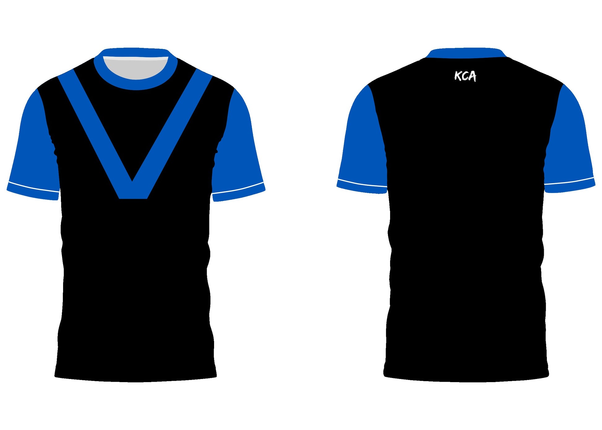 Black and blue sports jersey with 'KCA' brand 901 - custom teamwear
