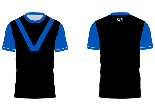 Black and blue sports jersey with 'KCA' brand 901 - custom teamwear